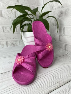 Шлепанцы летние женские "Ромашка-декор" розовая
